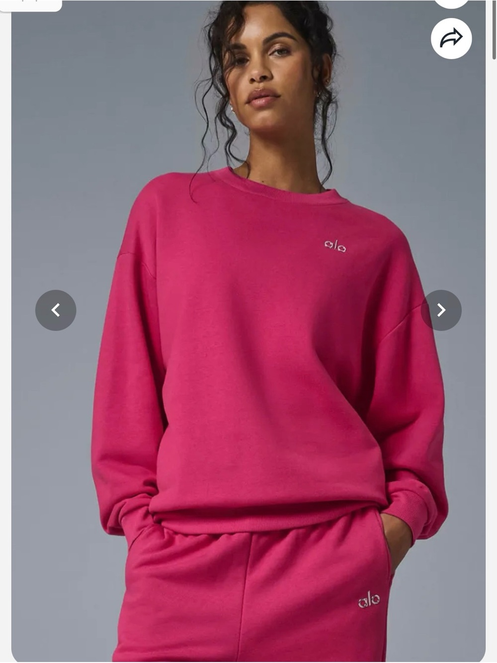 ALO Yoga Women's Crewneck Sweatshirt in Hot Pink